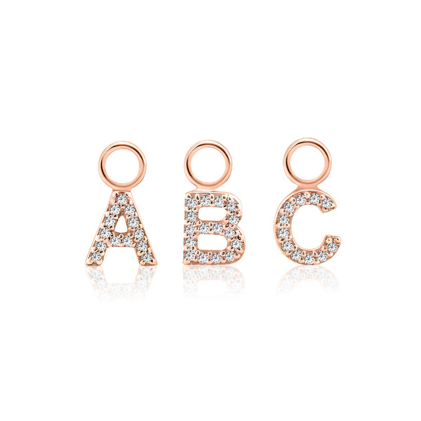 ABC Initial Charm Diamond Rose Gold