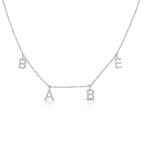 ABC Initial Diamond Necklace White Gold