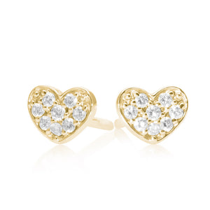 Small Diamond Heart Earring Yellow Gold