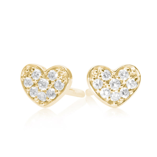 Small Diamond Heart Earring Yellow Gold
