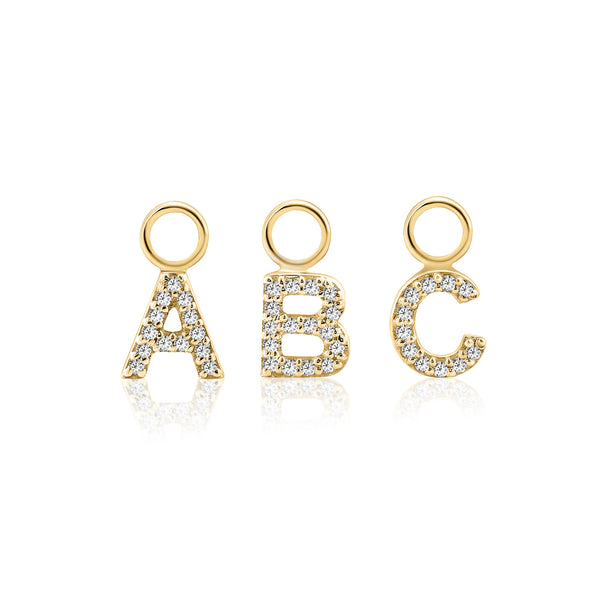 ABC Initial Charm Diamond Yellow Gold