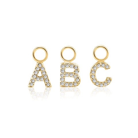 ABC Initial Charm Diamond Yellow Gold